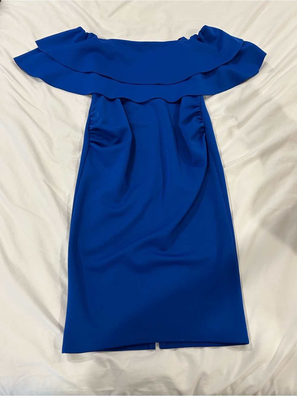 ASOS One-Shoulder Ruffle Dress in Royal Blue
